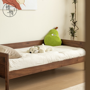 Children's Modular Bed North American <b>Black</b> Walnut Solid Wood Simple Design Widened Guardrail Extendable Single Bed Bedroom Use - Product Image 5