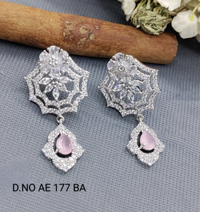 American Diamond Drop Earrings Floral <b>Top</b> Design with Teardrop CZ Pendant Elegant Cubic Zirconia Bridal Wedding Jewelry - Product Image 6