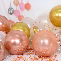 Ballons Confettis Or Rose, 50 Packs, 10 Pouces, Ballons Métalliques Chrome Or pour Fête, avec Ruban, pour Filles, Mariage, Anniversaire, Mariage Nuptial