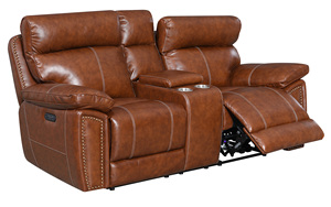 लक्जरी आधुनिक एक्सपेंडेबल वास्तविक चमड़े के इलेक्ट्रिक रिक्लियर सोफा लकड़ी के फ्रेम और लिविंग रूम के लिए धातु के पैरों के साथ सेट - Product Image 2