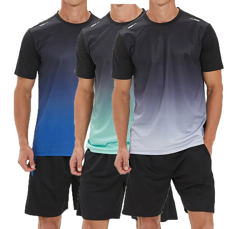 Summer Fitness Jogger Polyester Mens Shorts And T Shirt Sets Custom Logo 2 Piece Running Shorts Set For Men