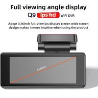 Caméra de tableau de bord WiFi 2.4G pour voiture, vision nocturne, écran IPS 3.16 pouces 2K, double objectif, boîte noire 1K, module GPS externe, contrôle par application