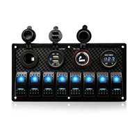 สวิตช์ไฟ Led 12V 24V แบบ8ช่อง,สวิตช์โยกไฟฟ้าสำหรับรถยนต์เรือแผงสวิตช์ควบคุมทางทะเลกันน้ำ