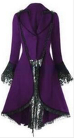 Nouveau femmes gothique à manches longues dentelle couture velours smoking veste médiévale aristocratique dames Vampire robe Lolita Cosplay