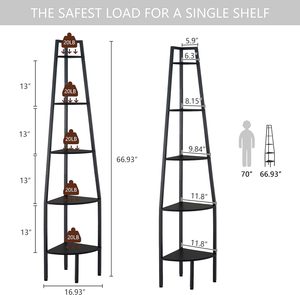 Estante Esquinero Industrial de 5 Niveles, Estante Esquinero Rústico Tipo <span class=keywords><strong>Escalera</strong></span> para Espacios Pequeños, Dormitorio, Sala de Estar, Oficina en Casa, Cocina - Product Image 2