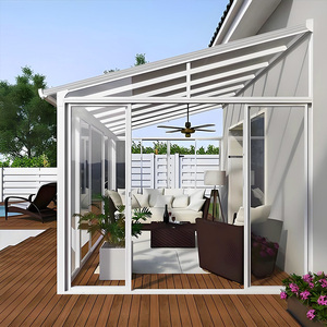 Serre pour animaux de compagnie <span class=keywords><strong>avec</strong></span> toit en polycarbonate, structure en aluminium, porte et fenêtre, abri en verre transparent, jardin d'hiver extérieur pour chien - Product Image 5