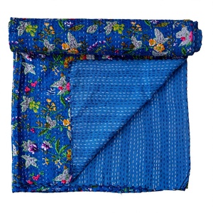Meilleures ventes : Couvre-lit Kantha imprimé hibou fait main, vintage, écologique, toutes saisons, double taille, 100% coton biologique - Product Image 1