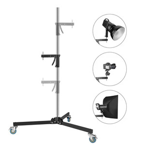 Support d'éclairage en métal robuste de 190cm/250cm avec roues pour station de télévision Fresnel en tungstène et studio de prise de photos Flash <span class=keywords><strong>Softbox</strong></span> - Product Image 1