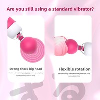 Damen-Masturbator „Second Tide“ mit großem Kopf und starkem Vibrationsgefühl – AV-Massagestab in Rosarot/Schwarz/Lila aus Latex mit 7 Vibrationsstufen