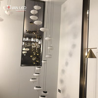 Lustre d'escalier moderne minimaliste à LED avec télécommande, anti-éblouissement, protection des yeux, luminaire suspendu pour salon et restaurant