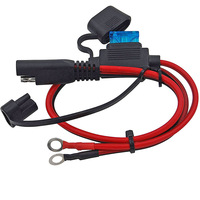 Conector de Batería SAE de 14AWG a Terminal de Anillo con Portafusibles Estándar y Fusible de 10A para Motocicleta y Automóvil