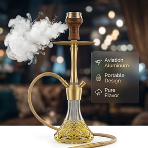 Chicha portable multi-couleurs, design moderne, base en verre jaune, en alliage d'aluminium, chicha élégante pour salon - Product Image 1