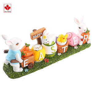 تمثال عيد الفصح للفصل ربيعي على شكل بيضة وطبلة ملونة مزينة بالراتنج - Product Image 5