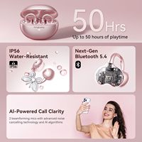 Écouteurs sans fil Kinglucky A8 JL LED BT 5.4 avec suppression du bruit ENC, étanches IPX4, commande tactile, à clipser sur l'oreille, pour femmes