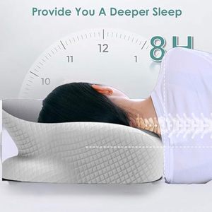Oreiller cervical ergonomique pour soulager les douleurs au cou, oreiller contour en mousse à mémoire de forme pour dormir, idéal pour les dormeurs latéraux et les personnes souffrant de maux de cou - Product Image 4