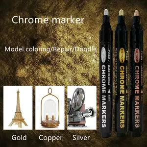 Hot Selling Oil Based Paint Marker Gloss Copper Liquid Mirror Chrome Marker Pen For Model Rock Metal Any Surface