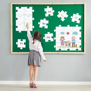 Pièces de <span class=keywords><strong>puzzle</strong></span> vierges en papier blanc <span class=keywords><strong>grand</strong></span> <span class=keywords><strong>format</strong></span>, découpées, double face, formes géantes prédécoupées pour dessiner et écrire - Product Image 6