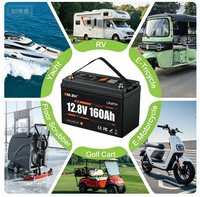 Batterie Lifepo4 Enlzh 12,8 V 160 Ah avec écran LCD Bluetooth BMS OEM 12,8 V 160 Wh, batterie solaire, mini batterie lithium-ion