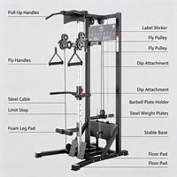 Appareil de musculation commercial multifonctionnel à câble pour exercices de fessiers, capacité de charge 70 kg, hauteur réglable sur 20 niveaux, en acier inoxydable
