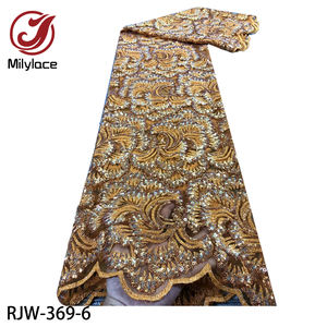 Romantik pullu çiçek nakış Net dantel kumaş afrika gelin fransız dantel kumaş - Product Image 5