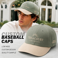 Casquette de baseball personnalisée haut de gamme avec broderie de club, casquette de golf et de tennis, casquette de papa bicolore vert sauge et beige, casquettes avec logo personnalisé, faible MOQ