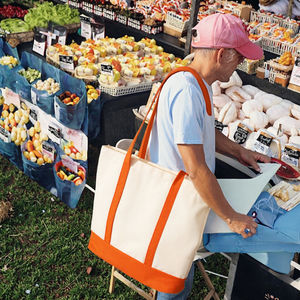 Sac fourre-tout personnalisé en toile de coton biologique beige naturel 100 % coton, réutilisable, avec fermeture éclair, pour courses, avec logo - Product Image 3