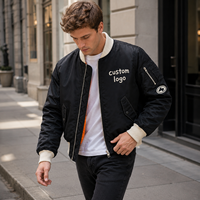 Blouson Bomber Homme Marque Privée Rétro Noir avec Contraste Côtelé Style Streetwear Doublure Orange Style Baseball Zippé