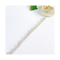 LEIXUSI Dentelle de broderie soluble dans l'eau, dégradé macaron de 1 cm, motif code-barres coloré pour accessoires de décoration intérieure DIY