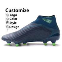 Chaussures à Crampons de Football en Cuir Américain pour Hommes, OEM d'Usine, Bottes de Soccer Personnalisées Bon Marché