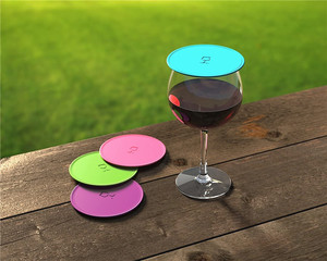 Custom Logo 10cm Silicone Drink Covers <b>Reusable</b> Wine Glass Lids Food for Outdoor Entertaining - Product Image 2