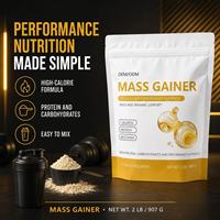 Poudre de Prise de Masse Nutritionnelle Fitness en Sachet Doypack, Marque Blanche, 580 Calories, 30g Protéines, 100g Glucides, 907g