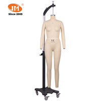 Maniquí de Costura Junmei para Mujer, Plegable, de Fibra de Vidrio, Cubierto de Tela, de Cuerpo Entero, sin Cabeza, en Pose de Pie