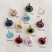 LYBURCHI Pendentif ovale en alliage de laiton plaqué or 14K/18K avec émail et pierre de naissance des 12 mois, breloque en zircon cubique, bijoux de mode personnalisés, vente en gros