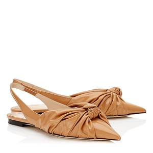 Latest Caramel Sling Back Pointed Toe <strong>Flats</strong> Women Metallic <strong>Silver</strong> Summer Shoes Comfort Ladies Red Knotted <strong>Flat</strong> Slingbacks 2019 - Product Image 2