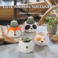 Pots à fleurs miniatures en céramique émaillée motif animaux de dessin animé, vente chaude, pots à succulentes d'intérieur pas chers, décoration de jardin et de maison, plantes artificielles
