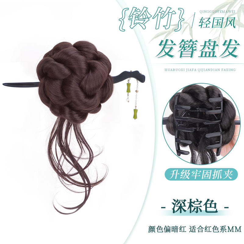 กิ๊บติดผมทรงมวยไม้ไผ่ [สีน้ำตาลเข้ม] - รวมกิ๊บติดผม