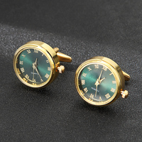 Horloge française montre à quartz tournant boutons de manchette plaqués argent