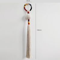 Décoration murale en macramé artisanal bohème avec anneau en bois pour l'intérieur de la maison