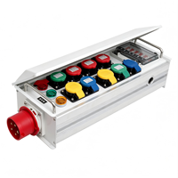 Boîtier de Prise Industrielle Extérieur Étanche IP67 en ABS, 32A, 6 Prises, Disjoncteur, Tension Universelle 110V-480V, Temporaire, Industriel