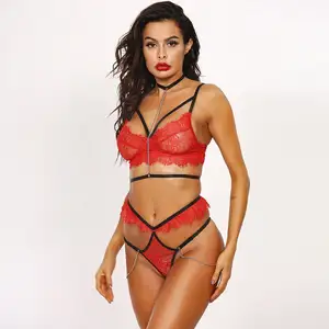 X1593 Competitive Price High Quality Lace Transparent Bra Set Hot Sexy Underwear Hollow Out Lingerie For Resell