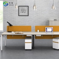 Table de bureau en gros 3 personne blanc poste de travail d'ordinateur long bureau de bureau