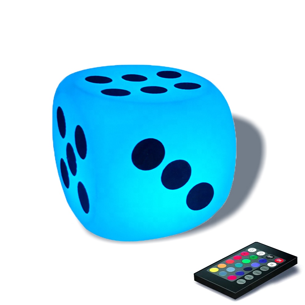 KUDE Беспроводной СВЕТОДИОДНЫЙ стул для игральных костей, светодиодный кубический стул с дистанционным управлением, ночное освещение, IP65 Водонепроницаемый многоцветный СВЕТОДИОДНЫЙ стул для игральных костей