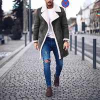 Manteau Long et chaud en daim Composite pour hommes, polaire unie, pour loisirs, Trench, vêtements d'extérieur, Long, couleur