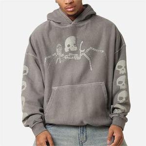 Hot Sale Fashion Men's Loose Hooded <strong>Pullover</strong> Making <strong>Old</strong> Skull Pattern Cotton Hoodies Custom Spring Autumn Casual Hoodies - Product Image 1