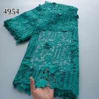 Encaje Africano de Alta Calidad 4954, Encaje Guipur Bordado con Flores 3D, Encaje Soluble en Agua, Tela de Encaje para Vestido de Novia