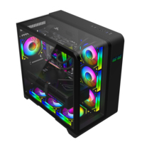 Caja de Ordenador para Juegos de Alta Gama 2024, Diseño de Lujo con Cristal Templado Curvo de Vista Panorámica de 270°, Caja ATX para PC con Refrigeración Líquida para CPU