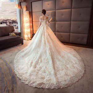 Off-the-shoulder Bridal Gown Empire Waist Sweetheart Neckline Ball Gown Long Train Wedding Dress 2026 New Style - Product Image 3