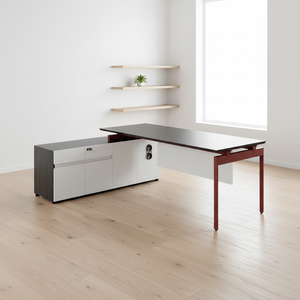 مكتب مكتبي قابل للطي متوسط الحجم، هيكل خشبي متين، إطار من الألومنيوم، مساحة تخزين داخلية، مكتب مكتبي عصري - Product Image 3