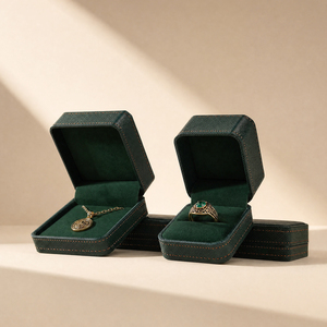 Zebopak Dark Green Leather Christmas Jewelry <b>Box</b> Set with Ring <b>Necklace</b> Bracelet Pendant Holiday Gift Packaging Wholesale - Product Image 2