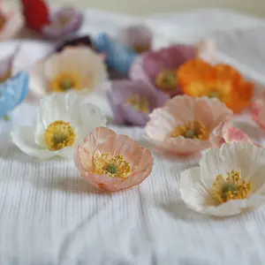 Simulação flores DIY traje acessórios artesanal papoula flor cabeça flores feriado casamento decoração Yumei vintage cor